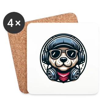Chien de musique - Dessous de verre (lot de 4) - blanc - Devant