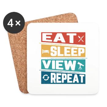 Eat Sleep View Repeat Astronomy Telescope Stargaze - Untersetzer (4er-Set) - Weiß - Vorne