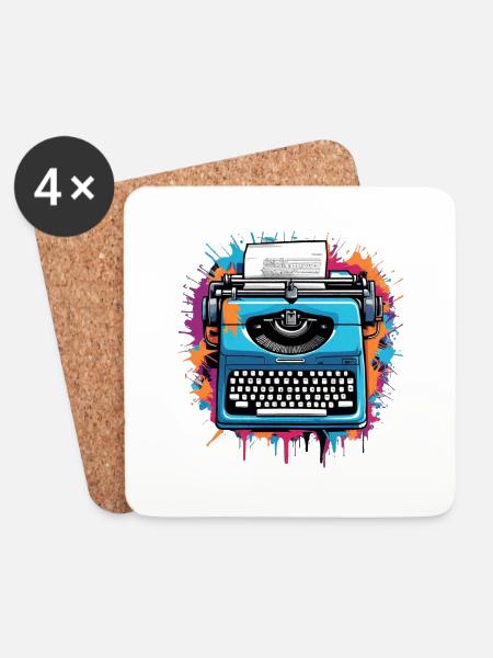Schreibmaschine Autor - Untersetzer (4er-Set) - Weiß