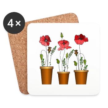 Blumen - Untersetzer (4er-Set) - Weiß - Vorne