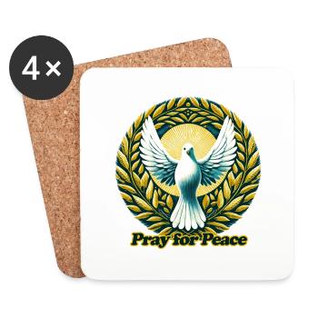 Priez pour la paix - Dessous de verre (lot de 4) - blanc - Devant