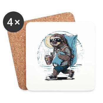 Sloth Sleepwalker - Coasters (set of 4) - white - Front