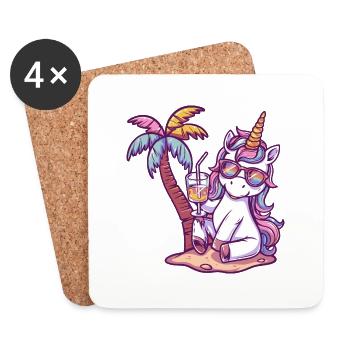 Unicorn Summer Holiday - Coasters (set of 4) - white - Front