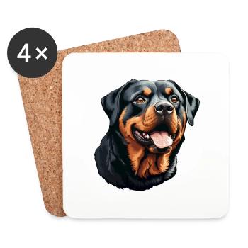 Rottweilerkopf - Coasters (set of 4) - white - Front