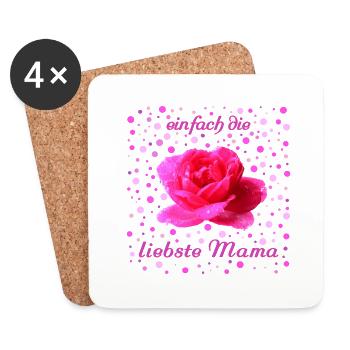 liebste Mama Rose - Untersetzer (4er-Set) - Weiß - Vorne