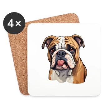 Bulldog head - Coasters (set of 4) - white - Front