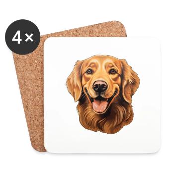 Golden Retriever Head - Coasters (set of 4) - white - Front