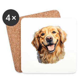 Golden Retriever Head - Coasters (set of 4) - white - Front