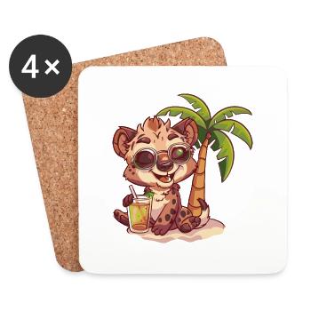 Hyena Summer Vacation - Coasters (set of 4) - white - Front