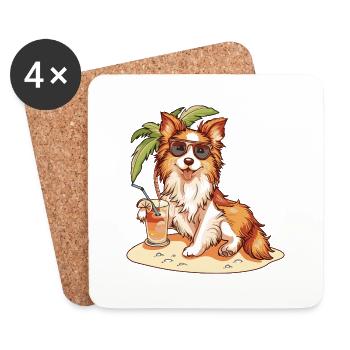 Border Collie Dog Summer Vacation - Coasters (set of 4) - white - Front