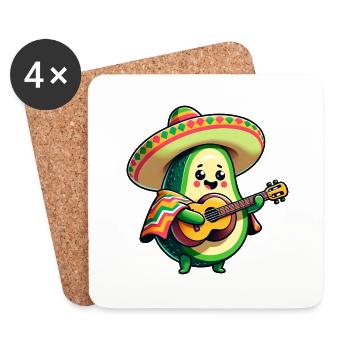 Cinco de Mayo Avocado Mariachi Guitarist - Coasters (set of 4) - white - Front