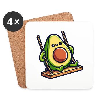 Avocat sur la balançoire - Dessous de verre (lot de 4) - blanc - Devant