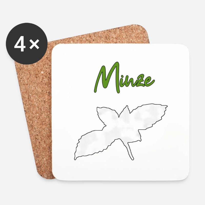 Minze Pfefferminze - Untersetzer (4er-Set) - Weiß
