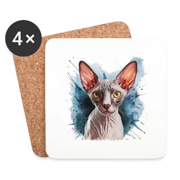 Sphynx Katze für Katzenliebhaber - Untersetzer (4er-Set) - Weiß - Vorne