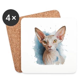 Sphynx Katze für Katzenliebhaber - Untersetzer (4er-Set) - Weiß - Vorne