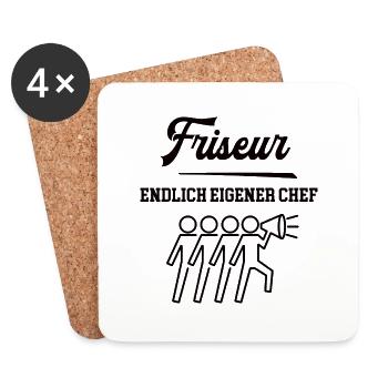 Friseur Chef Selbstständigkeit Salon Gründen - Untersetzer (4er-Set) - Weiß - Vorne
