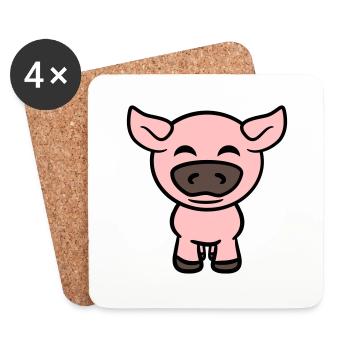 Kleines Süßes Schweinchen Schwein Tier Liebe - Untersetzer (4er-Set) - Weiß - Vorne