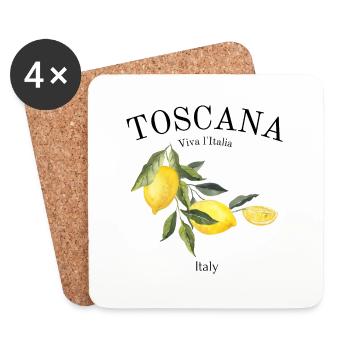 Toskana - Italien - Urlaub - Zitrone - Italia - Untersetzer (4er-Set) - Weiß - Vorne