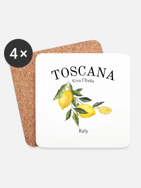 Toskana - Italien - Urlaub - Zitrone - Italia - Untersetzer (4er-Set) - Weiß