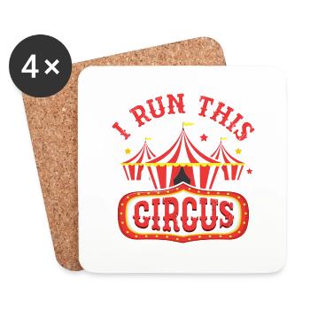 Je dirige ces numéros de fête à thème de costume de cirque - Dessous de verre (lot de 4) - blanc - Devant