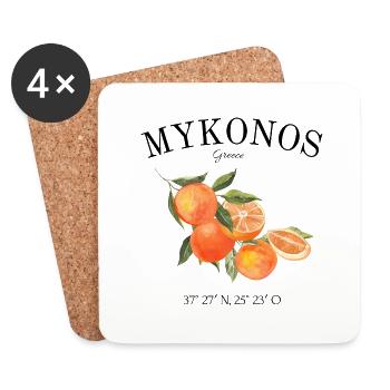 Mykonos - Greece - Holiday - Athens - Greece - Coasters (set of 4) - white - Front