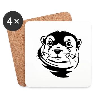 Portrait d’une loutre - Dessous de verre (lot de 4) - blanc - Devant