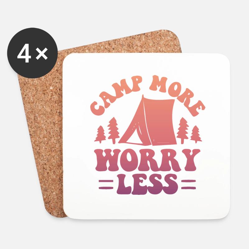 Camp More Worry Less Camping - Untersetzer (4er-Set) - Weiß