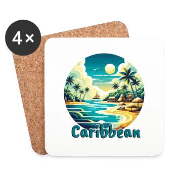 Caribbean Vacation American Beach - Coasters (set of 4) - white - Front
