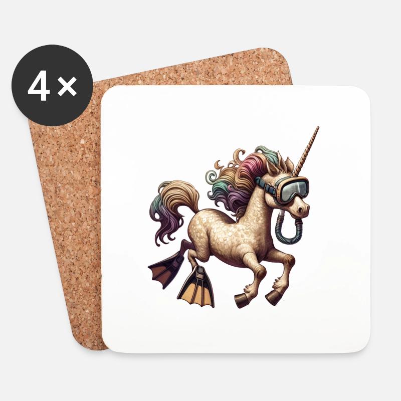 Tauchendes Einhorn Schwimmendes Einhorn - Untersetzer (4er-Set) - Weiß