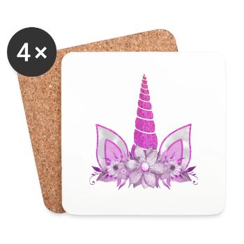 Unicorn cute Rainbow funny unicorns magic fantasy - Coasters (set of 4) - white - Front