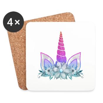 Unicorn cute Rainbow funny unicorns magic fantasy - Coasters (set of 4) - white - Front