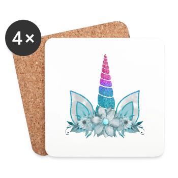 Unicorn cute Rainbow funny unicorns magic fantasy - Coasters (set of 4) - white - Front