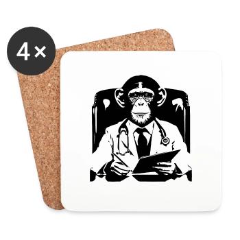 Affen Doktor - Untersetzer (4er-Set) - Weiß - Vorne