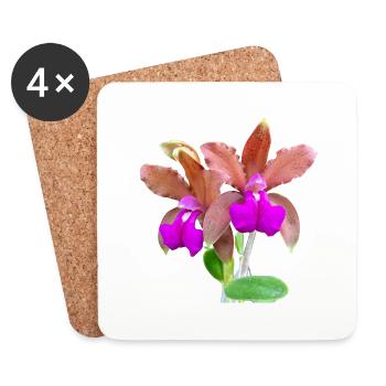 Orchidee Cattleya Hybride Bronze Blüte Orchideen - Untersetzer (4er-Set) - Weiß - Vorne