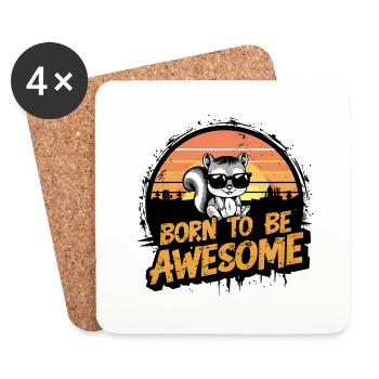 Funny Squirrel Animal Motif - Coasters (set of 4) - white - Front