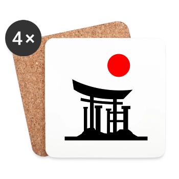 Japan Gate Silhouette 01 - Coasters (set of 4) - white - Front