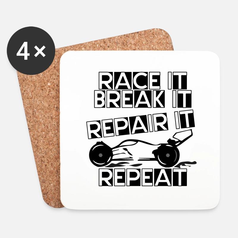 race it break it repair it repeat - Untersetzer (4er-Set) - Weiß