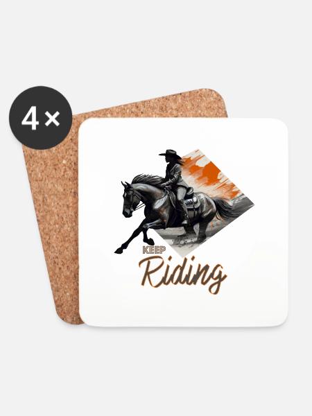 western reiter, reitsport , keep riding - Untersetzer (4er-Set) - Weiß