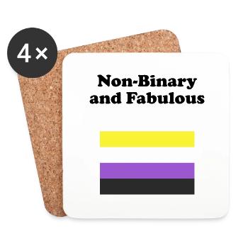 Non Binary and Fabulous - Coasters (set of 4) - white - Front
