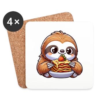 Le paresseux aime les lasagnes italiennes - Dessous de verre (lot de 4) - blanc - Devant