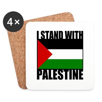 I stand with palestine - Dessous de verre (lot de 4) - blanc - Devant