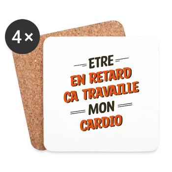 Spätes Cardio - Sport Humor - Untersetzer (4er-Set) - Weiß - Vorne