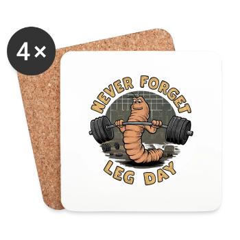 Leg Day - Strength training leg work - Coasters (set of 4) - white - Front