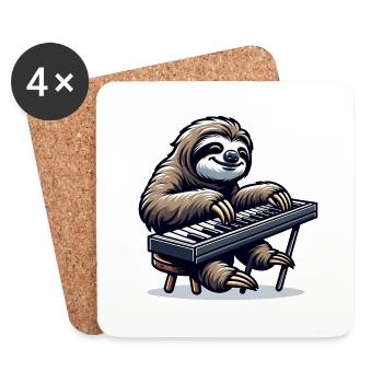 Conception de musicien pianiste paresseux mignon - Dessous de verre (lot de 4) - blanc - Devant