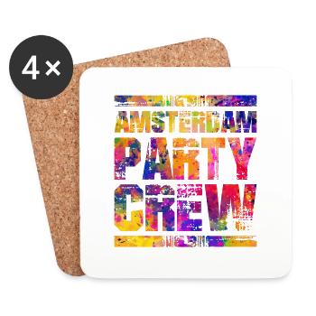 Amsterdam Party Crew Colorful - Coasters (set of 4) - white - Front