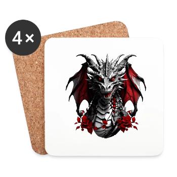Feuerdrache Drachenportrait für Drachenfans Drache - Untersetzer (4er-Set) - Weiß - Vorne