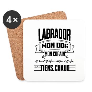 "Labrador T-Shirt Mein Kumpel" CN - Untersetzer (4er-Set) - Weiß - Vorne