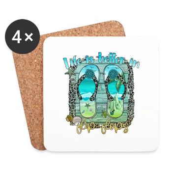 été lac nature flore art piscine mer plage amour - Dessous de verre (lot de 4) - blanc - Devant