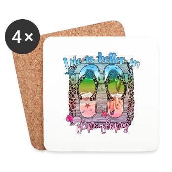été lac nature flore art piscine mer plage amour - Dessous de verre (lot de 4) - blanc - Devant