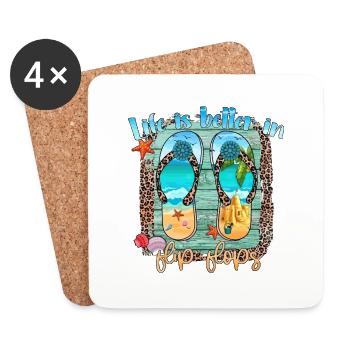 été lac nature flore art piscine mer plage amour - Dessous de verre (lot de 4) - blanc - Devant